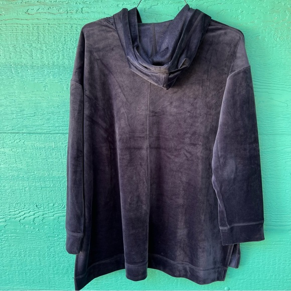 CHICO’S NAVY BLUE VELOUR PULLOVER HOODIE CHICO’S SIZE 3 16-18 - Picture 9 of 9